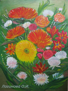 Букет летних цветов. Логинова О.И. Холст, масло 30*40 см., 2014
