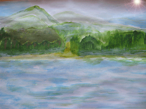 Рисунок. Река. Пейзаж (акриловые краски). Логинова О.И.